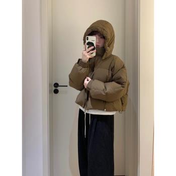 冬季高階感90白鴨絨休閑寬松百搭保暖羽絨服女小個子短款連帽外套