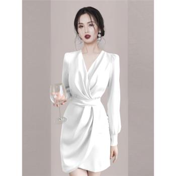 V領小性感生日宴會禮服連衣裙