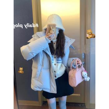 韓版休閑時尚加厚短款小個子連帽寬松羽絨服冬季顯瘦百搭保暖外套