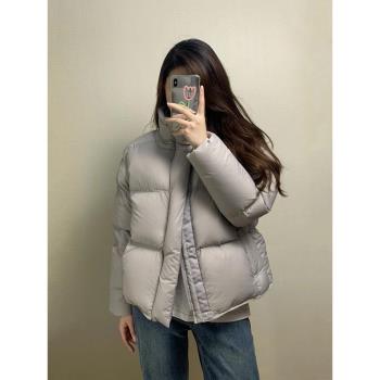 冬季韓版休閑時尚小個子高階立領羽絨服女短款百搭加厚白鴨絨外套