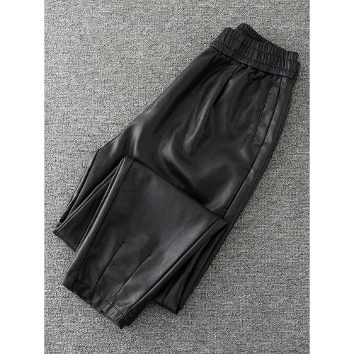 韓國真皮皮褲女哈倫褲時尚高腰秋冬加絨加厚韓版寬松外穿小腳褲子