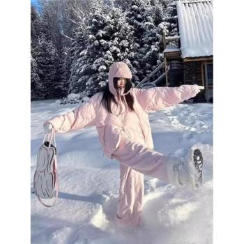 韓系羊羔絨羽絨棉褲女冬季美式vibe滑雪休閑褲東北外穿加絨防寒褲
