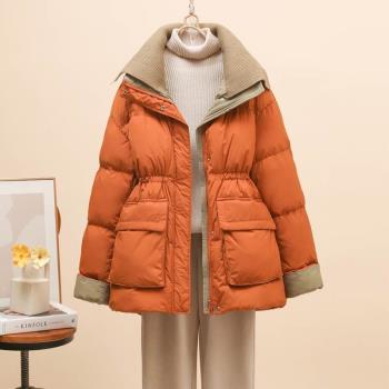 潮牌2024今年流行爆款冬季新款羽絨服女中長款收腰設計感外套衣