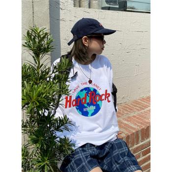 原創短袖設計感上衣寬松地球印花