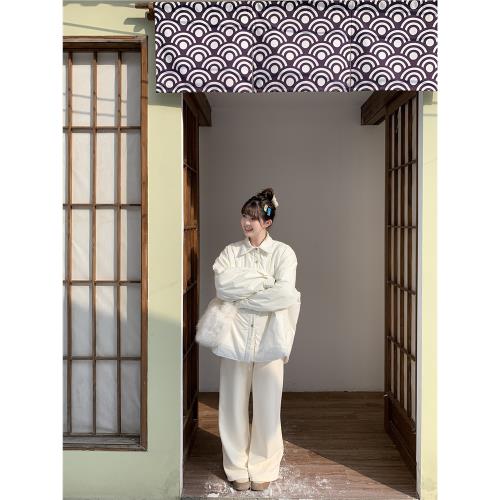 小沈美眉 加絨微胖梨形顯瘦抽繩松緊腰休閑褲春秋寬松直筒褲子女