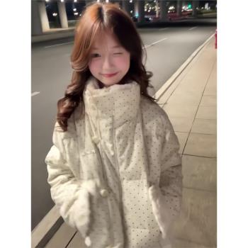 冬天甜美風奶fufu保暖小個子穿搭女大學生毛領可愛棉衣服棉襖外套