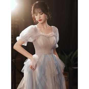 仙氣質名媛生日小眾長款晚禮服
