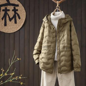 韓國連帽輕薄羽絨服女中長款2024新款洋氣90白鴨絨顯瘦保暖外套冬