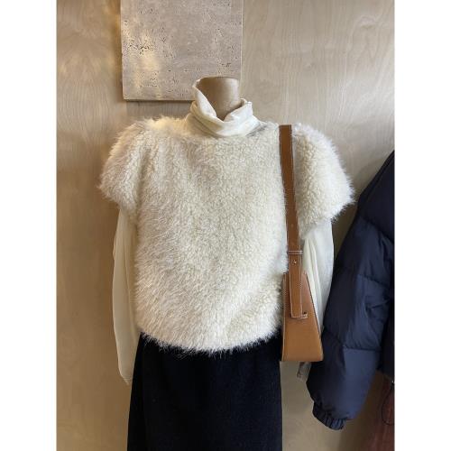 秋冬凈色新款氣質潮流減齡韓國東大門百搭休閑顯瘦毛毛加棉上衣女