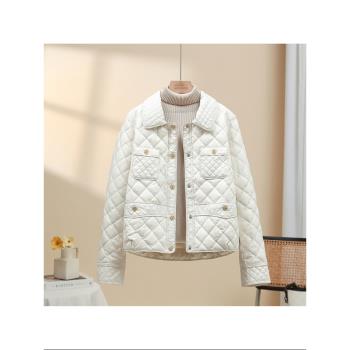 反季小香風白色羽絨服女秋冬新款時尚輕薄小個子內膽白鴨絨外套潮