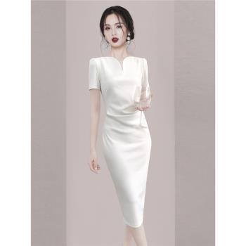 秋冬優雅氣質顯瘦包臀訂婚禮服