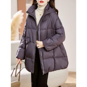 時尚九江羽絨服女2024新款冬季韓版加厚高階嘉興平湖白鴨絨外套潮