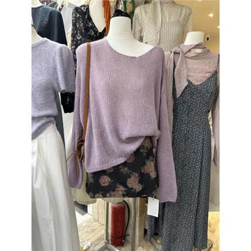 十三行新款韓版2025秋季寬松v領簡約通勤顯瘦百搭慵懶風套頭毛衣