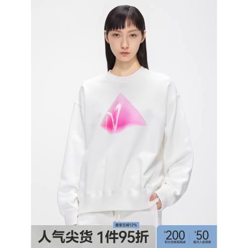 JNBY/江南布衣春衛衣純棉圓領幾何印花上衣套頭外套女