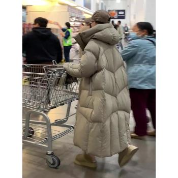 氣質寬松超保暖長款連帽羽絨服