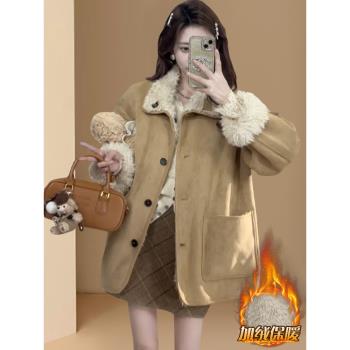 復古氣質皮毛一體外套女冬季獨特時尚新款高階加絨保暖雙面穿大衣