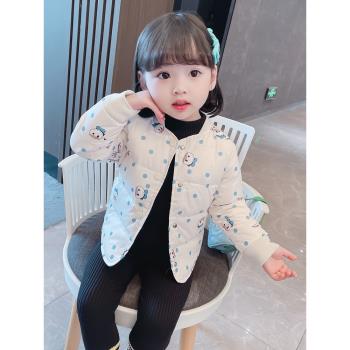 女小童冬季輕薄款羽絨棉服洋氣寶寶秋冬短款夾棉內膽外套新款棉衣