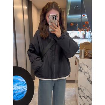 獨特超好看深秋外套女秋冬季2024新款爆款寬松加厚夾棉沖鋒衣上衣