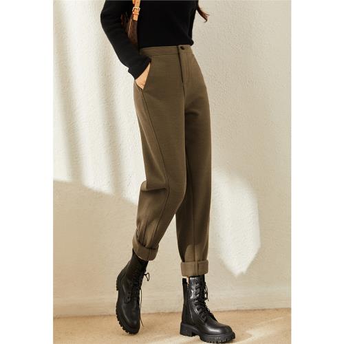 乄簡漫 復古風潮 空氣感四面彈羊毛呢 立體裁剪括號褲顯瘦蘿卜褲