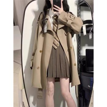中長款春秋大牌垂感日系風衣外套