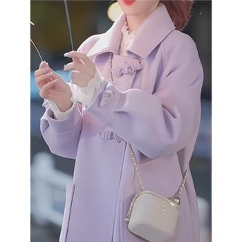 牛角扣風衣羽絨服女款2024年新款冬季時尚韓版中長款加厚大衣外套