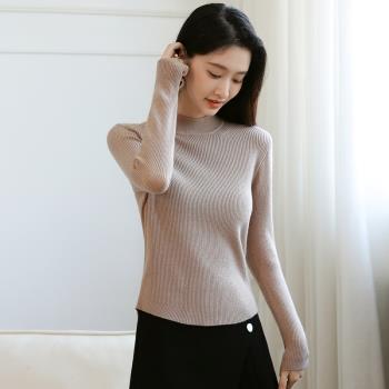 半高領短款毛衣女2025春季新款女裝修身套頭小個子內搭針織打底衫