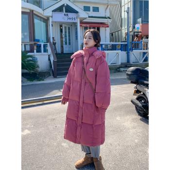 樹莓粉色寬松大碼a字胖妹妹mm羽絨棉服棉衣襖外套冬裝加厚孕婦ins