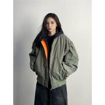 美式飛行棉服女2024年新款冬季棉衣寬松復古工裝夾克加厚夾棉外套