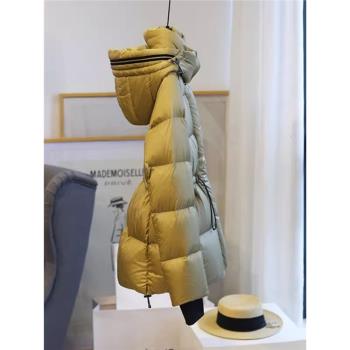 ROUJE MOSMOS白鵝絨加厚保暖羽絨服女冬季高階感輕奢收腰連帽外套