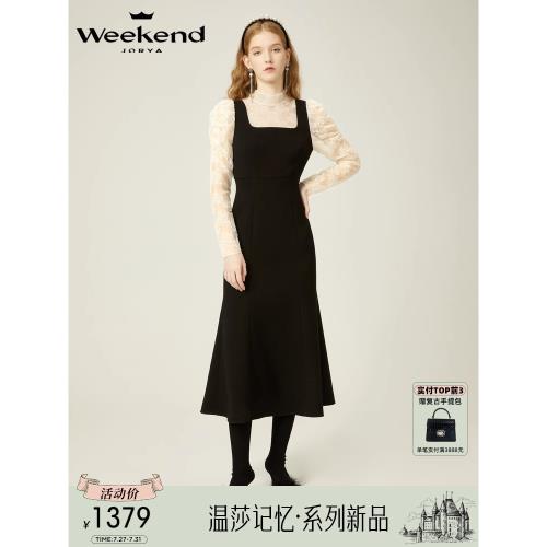 溫莎記憶丨卓雅周末24秋季新款氣質蕾絲系帶蝴蝶結長款收腰連衣裙