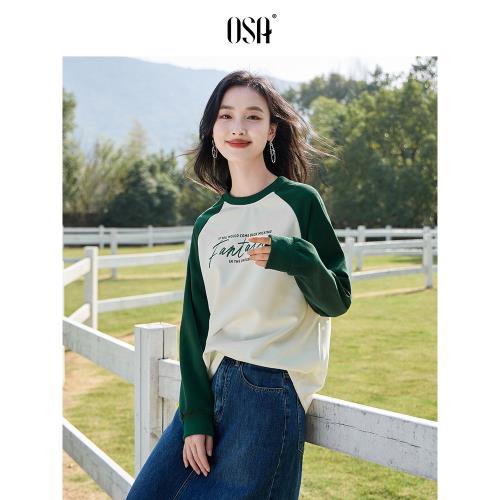 OSA歐莎慵懶風美式插肩袖衛衣女春季2025年新款寬松顯瘦套頭上衣
