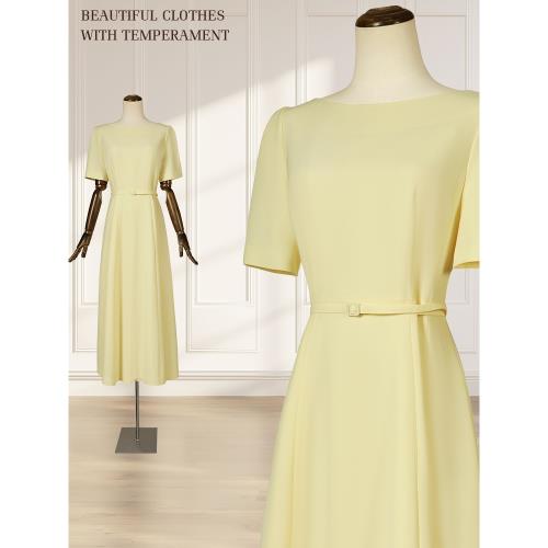 2026夏季新款鵝黃色連衣裙奢華大牌氣質裙子高端精致女裝輕奢長裙