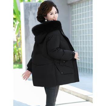 佰福鴨羽絨服女款冬季新款中老年媽媽裝加厚中長款白鴨絨保暖外套