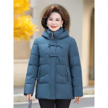 奶奶裝冬季加厚羽絨棉服中老年人刺繡大碼棉衣外套女媽媽連帽棉襖