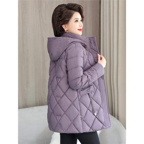 冬季中老年媽媽裝羽絨棉服女中長款輕薄保暖棉衣外套高端洋氣棉襖