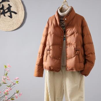 2024秋冬新款立領90白鴨絨輕薄羽絨服女韓版時尚休閑寬松保暖外套