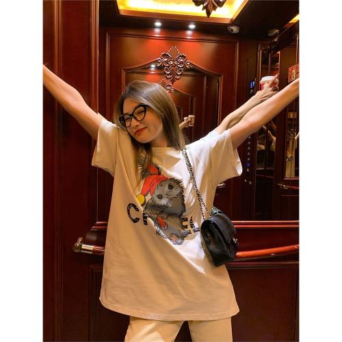 落落狷介 杏色短袖t恤 女2025年春夏新款設計感小眾寬松印花上衣