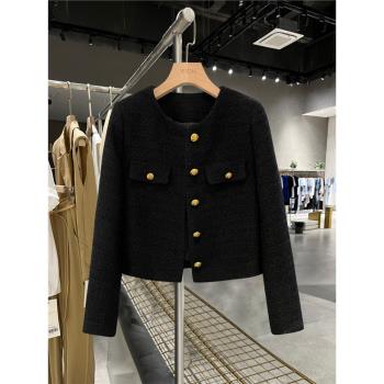 黑色內里加羽絨服小香風韓版外套女反季年新款冬季高階毛呢小西裝