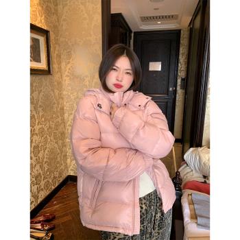 落落狷介 女士羽絨服冬季2024新款粉色連帽加厚保暖外套女小個子