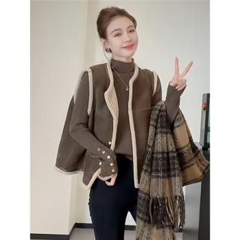 小香風疊穿馬甲女秋冬2024新款春秋季寬松高階感外穿開衫外套上衣