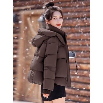 歐貨短款羽絨服女冬季2024新款小個子加厚連帽休閑白鴨絨保暖外套