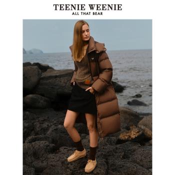 TeenieWeenie小熊女裝休閑簡約冬季知性風零壓雲柔羽絨服長款外套