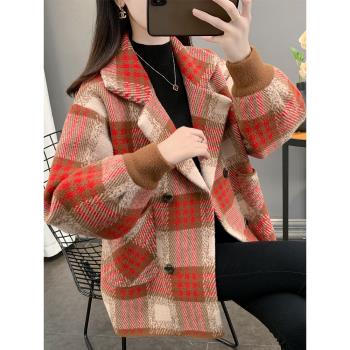 中長款呢子春秋洋氣開衫上衣外套