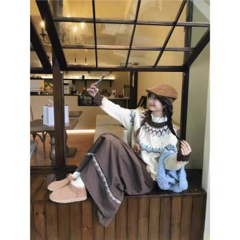 費爾島毛衣秋冬女慵懶風高階感復古超好看的深秋氛圍感針織上衣厚