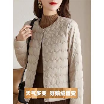 白鵝絨羽絨服女短款小個子輕便大衣內搭打底疊穿校服神器秋冬外套