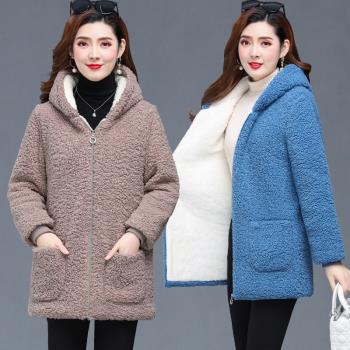 媽媽冬裝顆粒絨棉衣外套40歲50中年女棉襖加絨加厚中老年女裝棉服