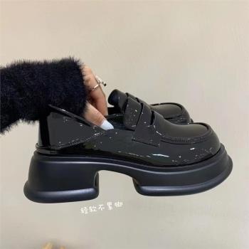 學院風~復古圓頭增高厚底樂福鞋女英倫風小皮鞋春秋單鞋 JK鞋子