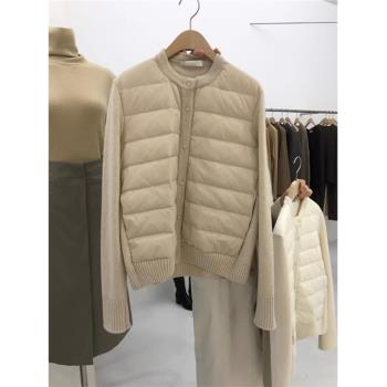2025年秋冬新款簡約氣質針織毛衣棉服寬松百搭保暖設計感短款外套