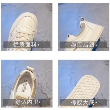 潮牌平底小白鞋女2025新款春季薄款洋氣設計感百搭休閑ins潮板鞋