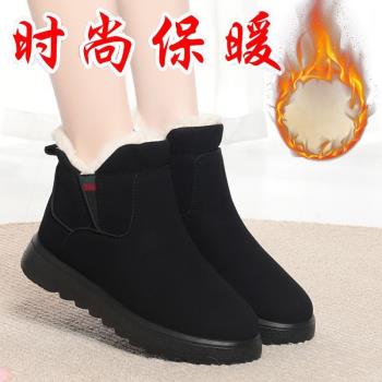 老北京布鞋女棉鞋2024新款冬季加絨加厚短靴子保暖短筒媽媽雪地靴